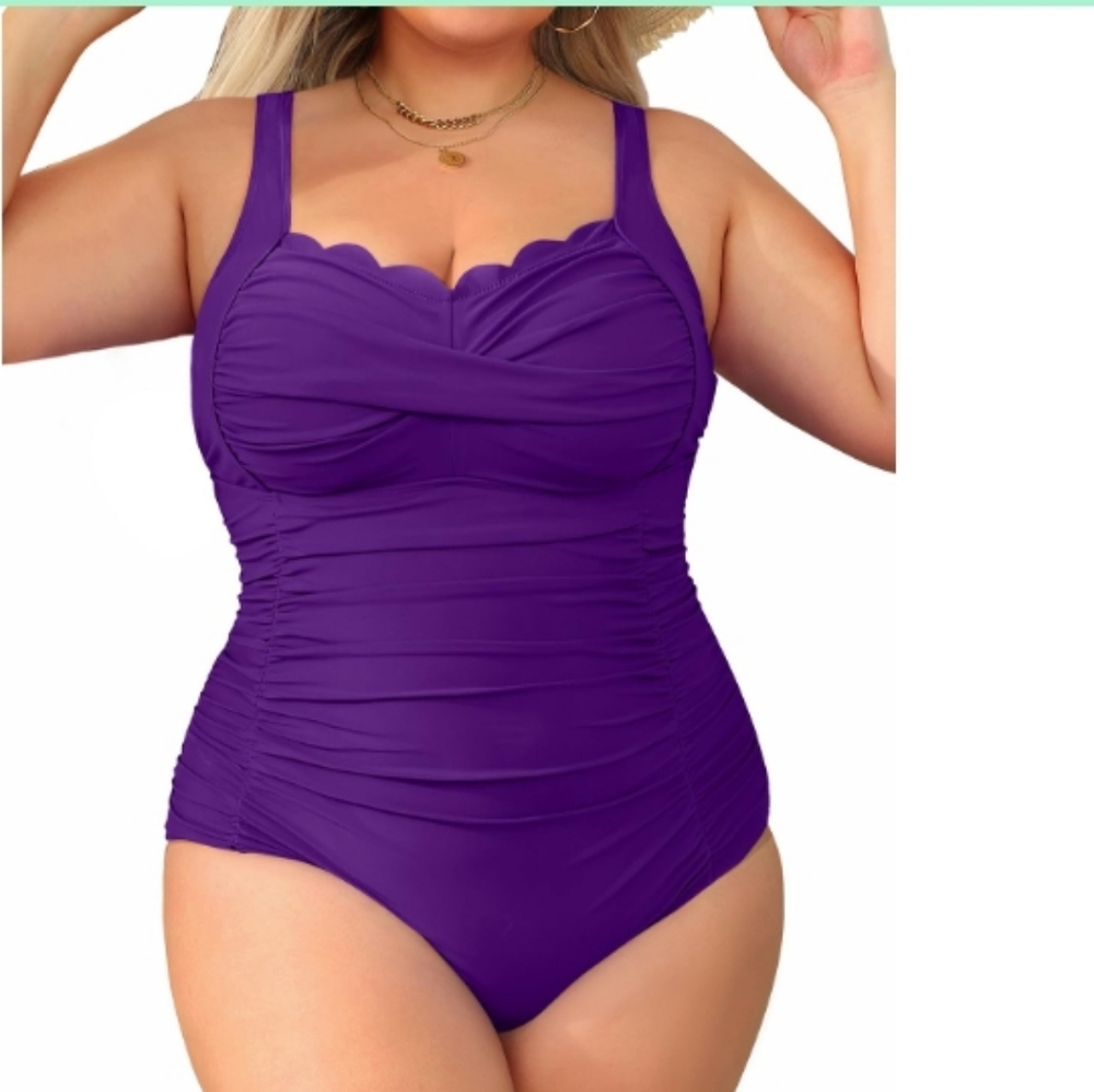 Womens Plus Size One Piece Swimsuit- Tummy Control Bathing Suit Full Coverage